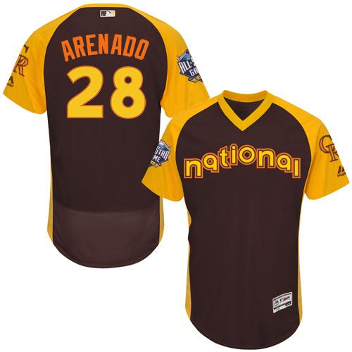 Rockies #28 Nolan Arenado Brown Flexbase Authentic Collection 2016 All-Star National League Stitched MLB Jersey